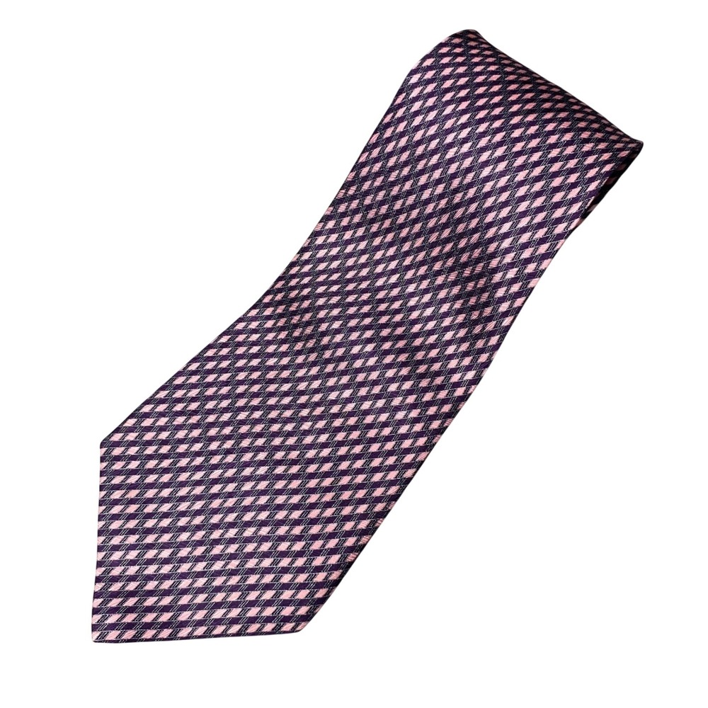 Stefano Ricci Mens Silk Tie Purple Pink Geometric Diamond Made in Italy Luxury
